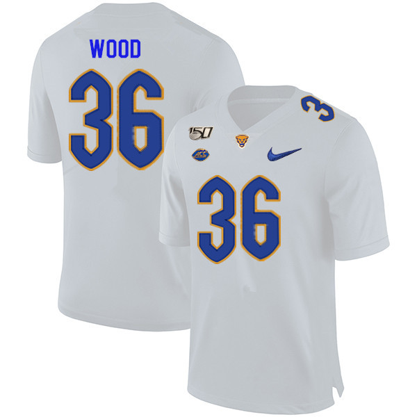 2019 Men #36 Shawn Wood Pitt Panthers College Football Jerseys Sale-White